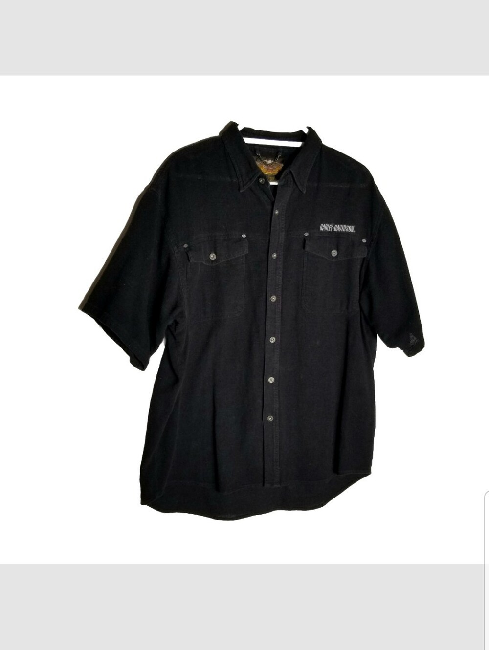 Harley Davidson Motorcycle Button Shirt Men’s XL Short Sleeve Black Metal Button